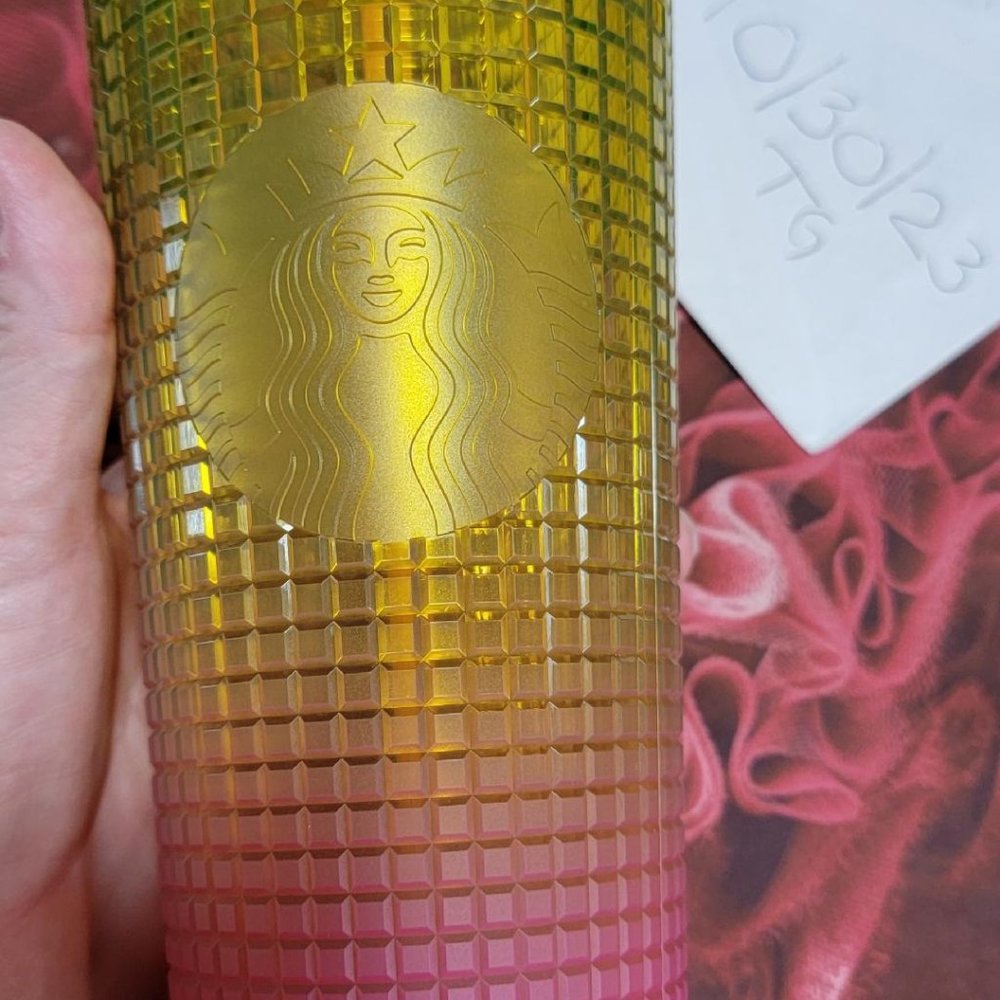 Starbucks cup, yellow/pink ombre